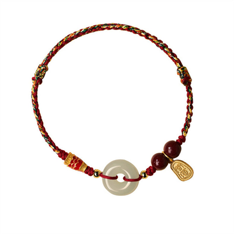 Buddha Stones 925 Sterling Zilveren Koi Vis Hetian Jade Vredesgesp Armband - image 4