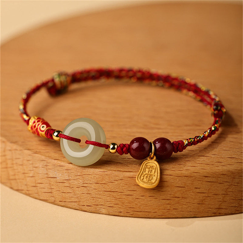 Buddha Stones 925 Sterling Zilveren Koi Vis Hetian Jade Vredesgesp Armband - 14-16 cm - image 0