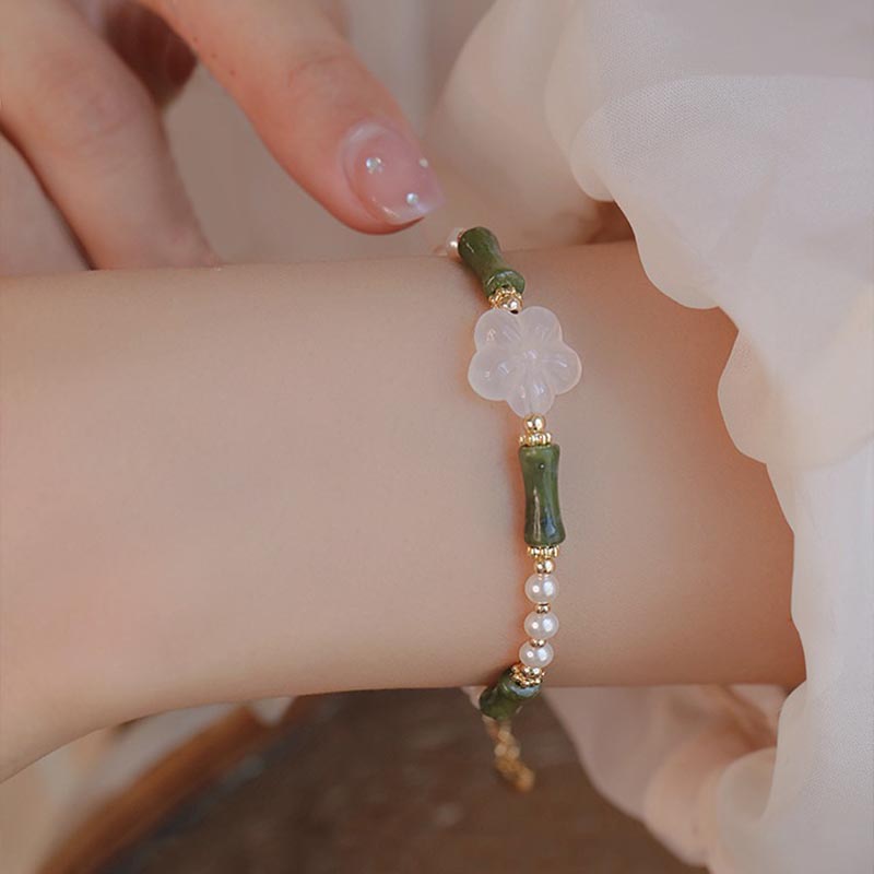 Buddha Stones Peridot Bamboe Bloem Agaat Parel Armband - Peridot (Liefde♥Loyaliteit) (Polsomtrek 14-16 cm) - image 0