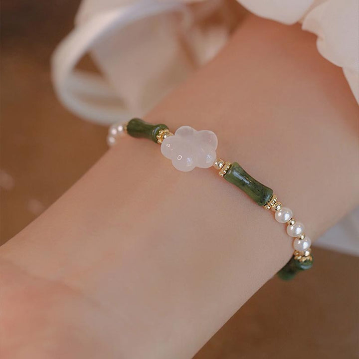 Buddha Stones Peridot Bamboe Bloem Agaat Parel Armband - image 4
