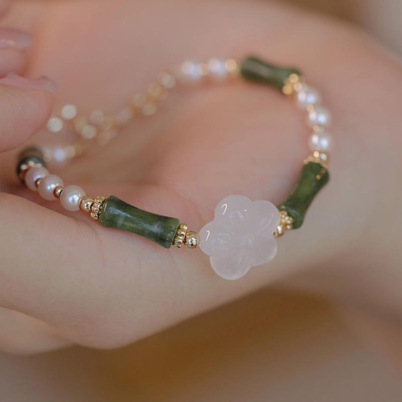 Buddha Stones Peridot Bamboe Bloem Agaat Parel Armband - image 3