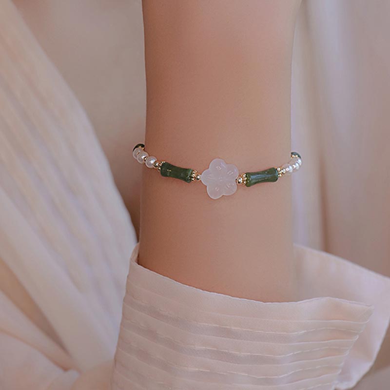 Buddha Stones Peridot Bamboe Bloem Agaat Parel Armband - image 6