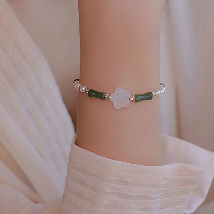Buddha Stones Peridot Bamboe Bloem Agaat Parel Armband - image 6