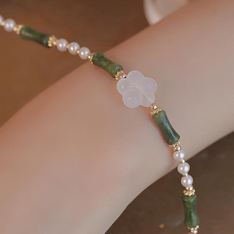 Buddha Stones Peridot Bamboe Bloem Agaat Parel Armband - image 7
