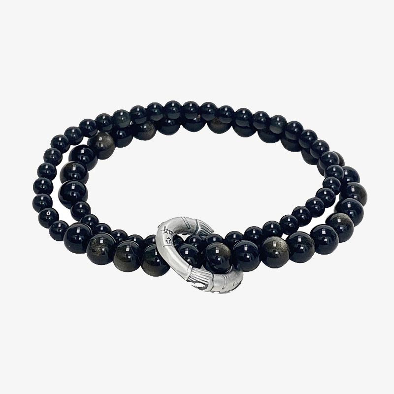 Buddha Stones 999 Sterling Zilveren Armband met Zwarte Obsidiaan en Dubbele Laag - image 9