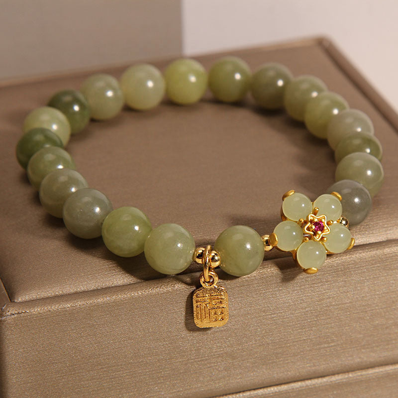 Buddha Stones Groene jade bloem Fu karakter Armband - image 6