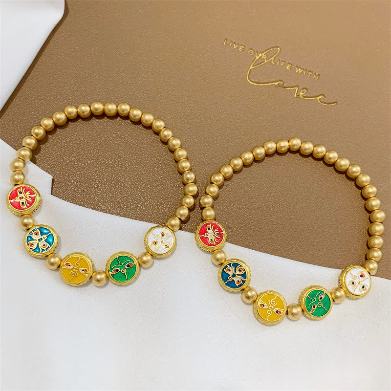 Buddha Stones Tibetaanse armband met vijf koperen kralen Armband voor geluk en de goden van rijkdom - image 0