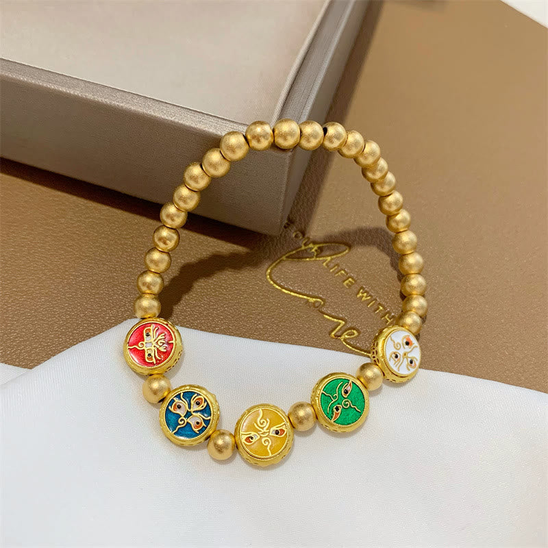 Buddha Stones Tibetaanse armband met vijf koperen kralen Armband voor geluk en de goden van rijkdom - 14-15 cm - image 1