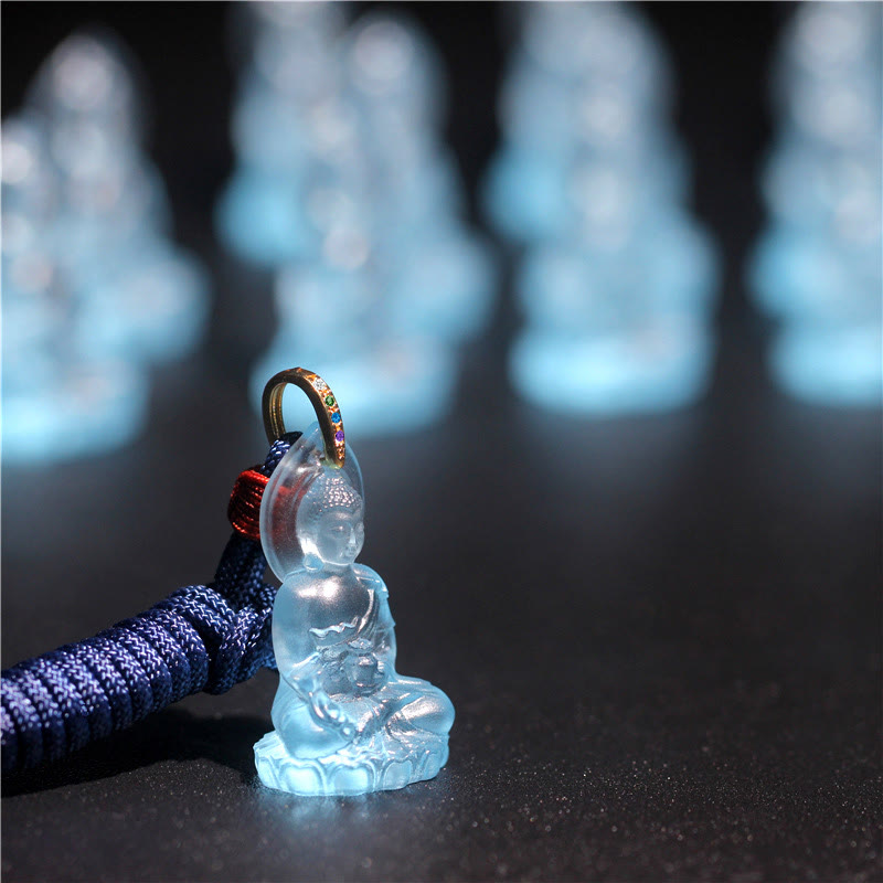 Buddha Stones Blauwe Tathagata Boeddha Geneeskunde Boeddha Liuli Crystal Serenity Amulet Ketting hanger - image 4