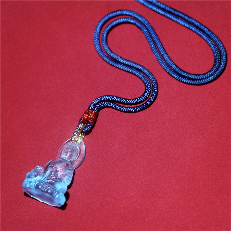 Buddha Stones Blauwe Tathagata Boeddha Geneeskunde Boeddha Liuli Crystal Serenity Amulet Ketting hanger - image 6