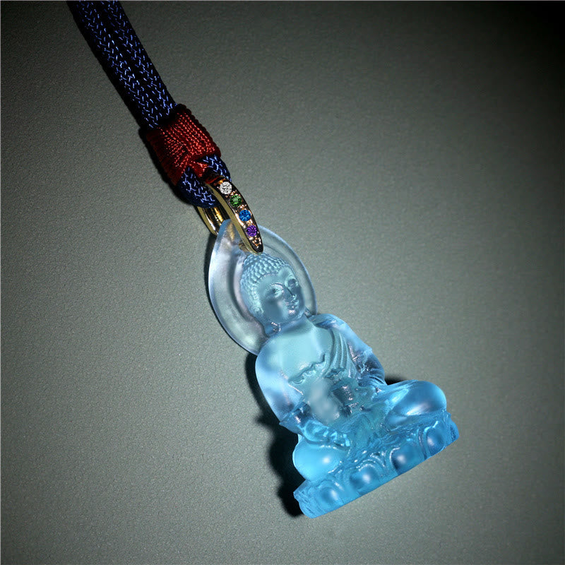 Buddha Stones Blauwe Tathagata Boeddha Geneeskunde Boeddha Liuli Crystal Serenity Amulet Ketting hanger - image 2