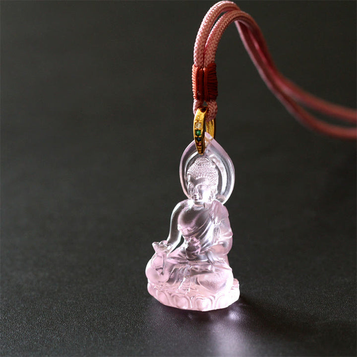 Buddha Stones Blauwe Tathagata Boeddha Geneeskunde Boeddha Liuli Crystal Serenity Amulet Ketting hanger - image 18