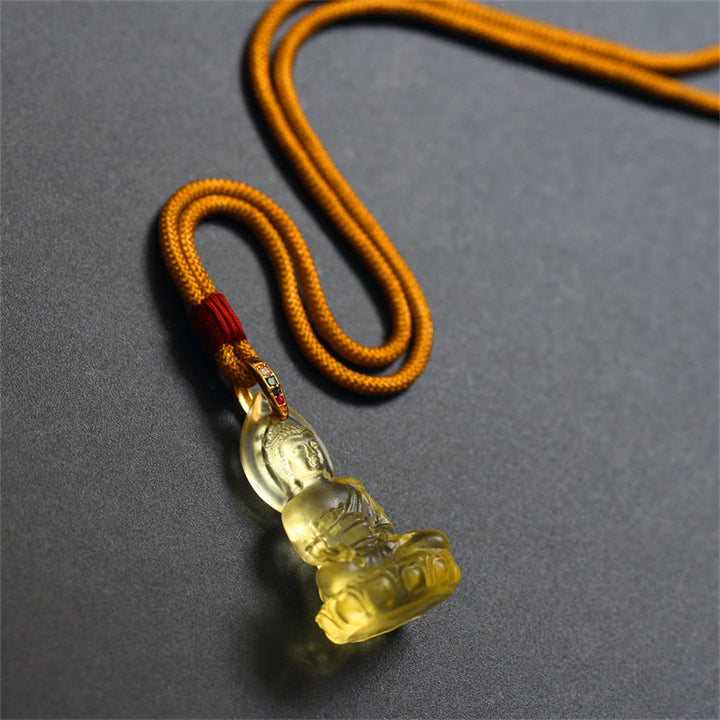 Buddha Stones Blauwe Tathagata Boeddha Geneeskunde Boeddha Liuli Crystal Serenity Amulet Ketting hanger - Gouden Medicijn Boeddha - image 21