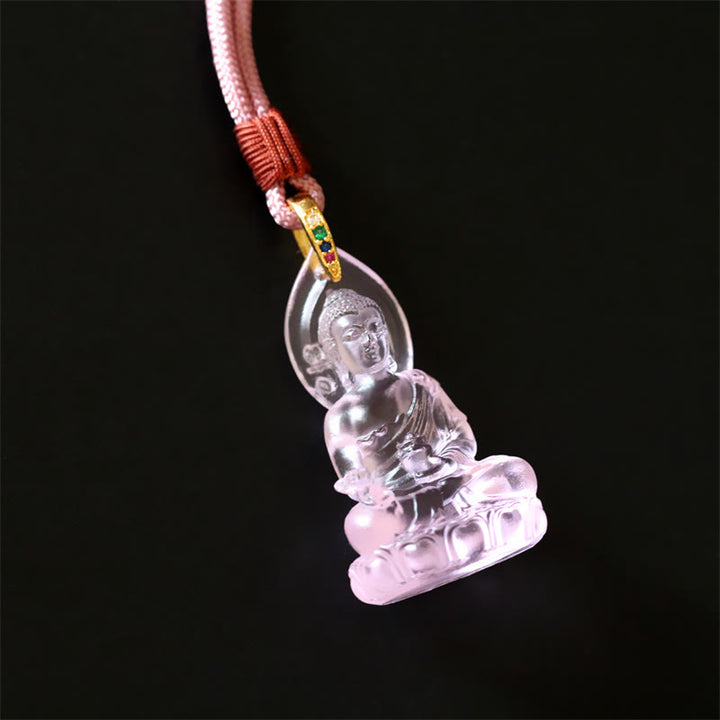 Buddha Stones Blauwe Tathagata Boeddha Geneeskunde Boeddha Liuli Crystal Serenity Amulet Ketting hanger - image 19