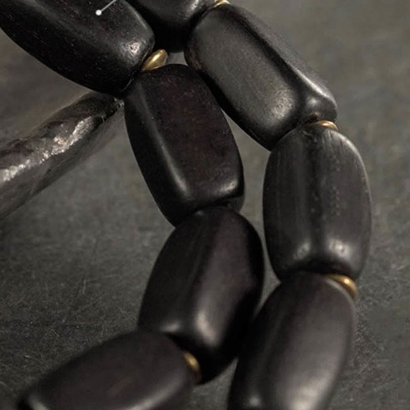Buddha Stones Tibetaanse ebbenhouten Dzi-kraal koperen balans dubbele Armband - image 11