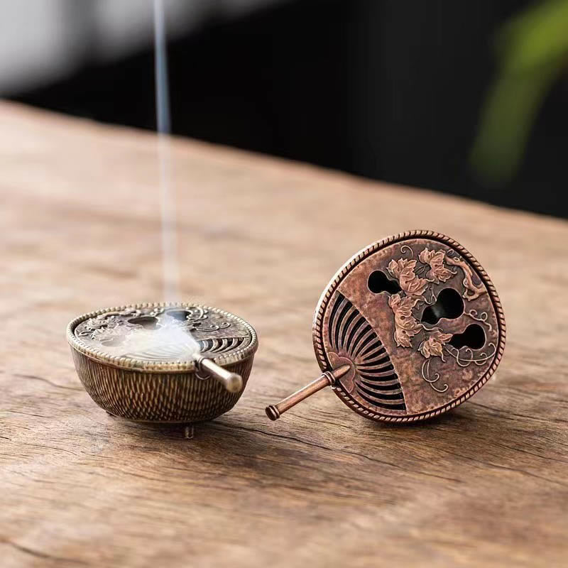 Buddha Stones Kleine mini Waaier pipa koperlegering Wierook decoratie met Wierook - image 2