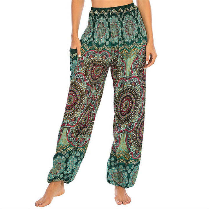 Buddha Stones Boho losse ronde harembroek met geometrisch patroon, yogabroek voor dames - Groen - VS US2-8/10, UK/AU6-12/14, EU34-40/42 (F) - image 9