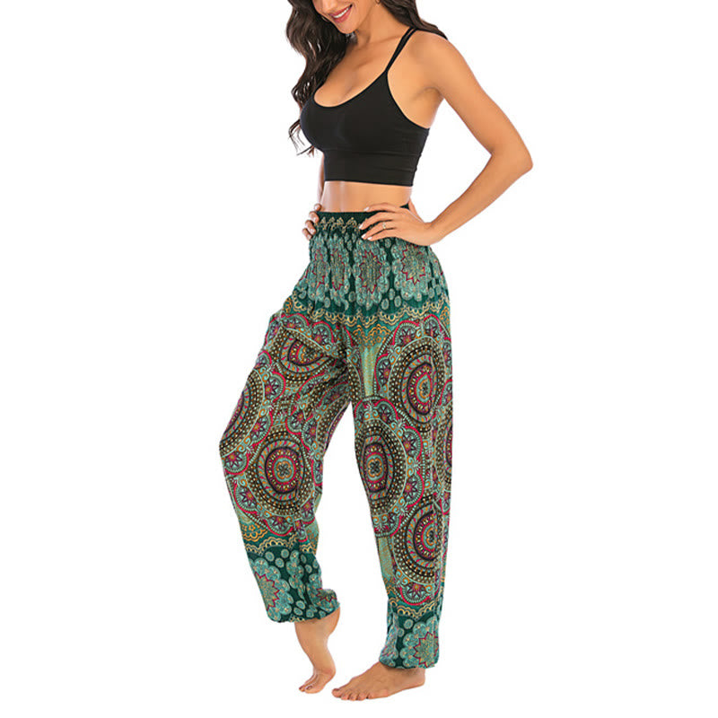 Buddha Stones Boho losse ronde harembroek met geometrisch patroon, yogabroek voor dames - image 14