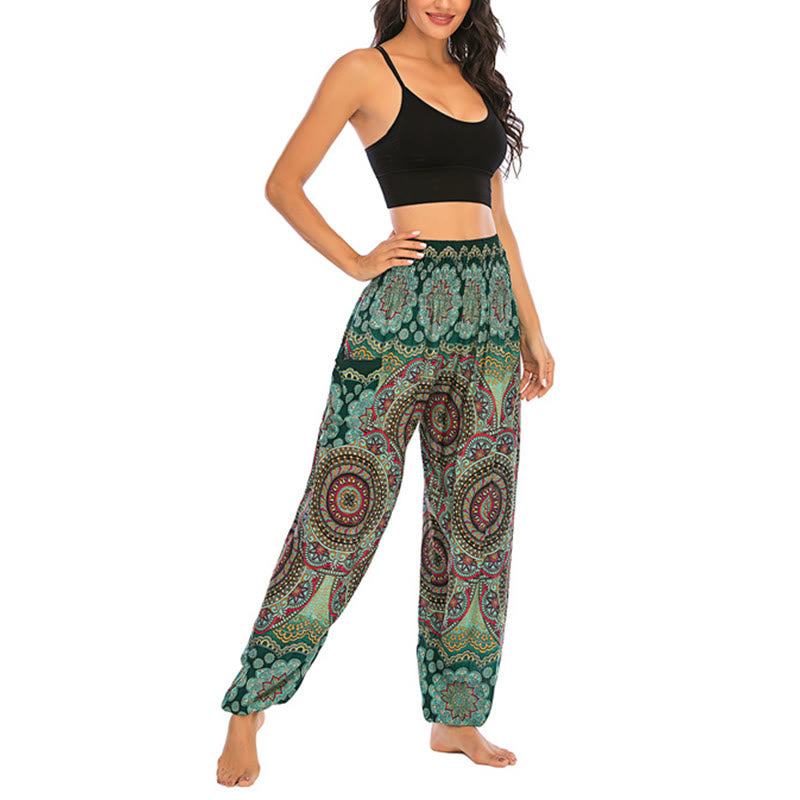 Buddha Stones Boho losse ronde harembroek met geometrisch patroon, yogabroek voor dames - image 11