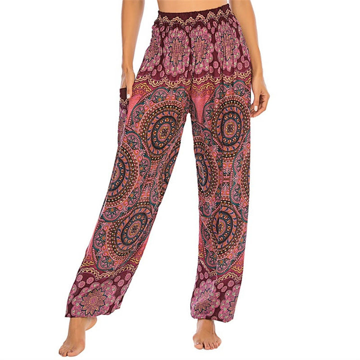 Buddha Stones Boho losse ronde harembroek met geometrisch patroon, yogabroek voor dames - Rood - VS US2-8/10, UK/AU6-12/14, EU34-40/42 (F) - image 16