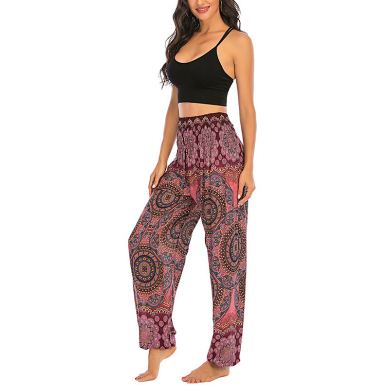Buddha Stones Boho losse ronde harembroek met geometrisch patroon, yogabroek voor dames - image 21