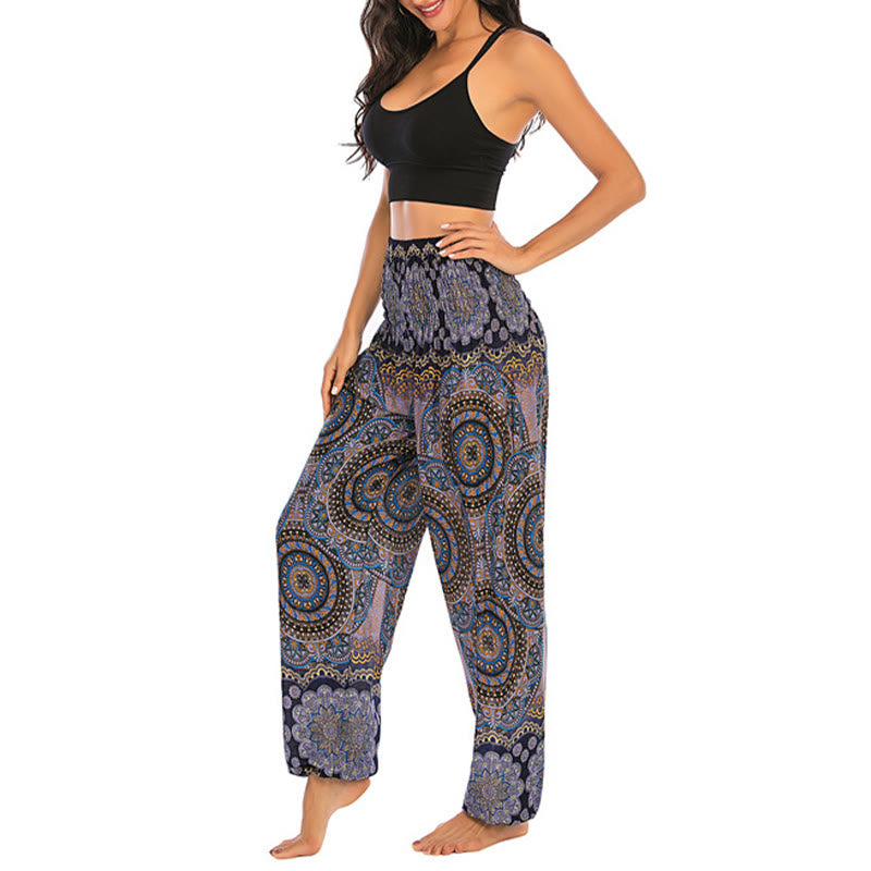 Buddha Stones Boho losse ronde harembroek met geometrisch patroon, yogabroek voor dames - image 25