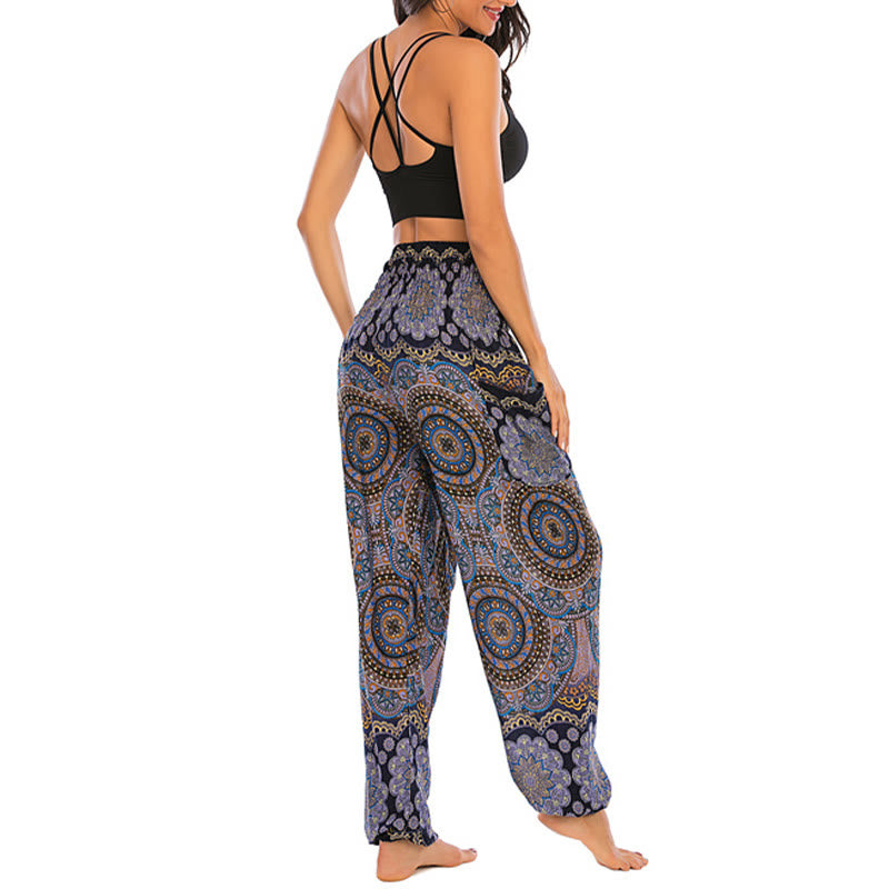 Buddha Stones Boho losse ronde harembroek met geometrisch patroon, yogabroek voor dames - image 27