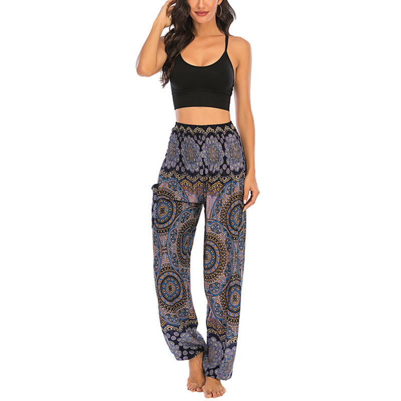 Buddha Stones Boho losse ronde harembroek met geometrisch patroon, yogabroek voor dames - image 30