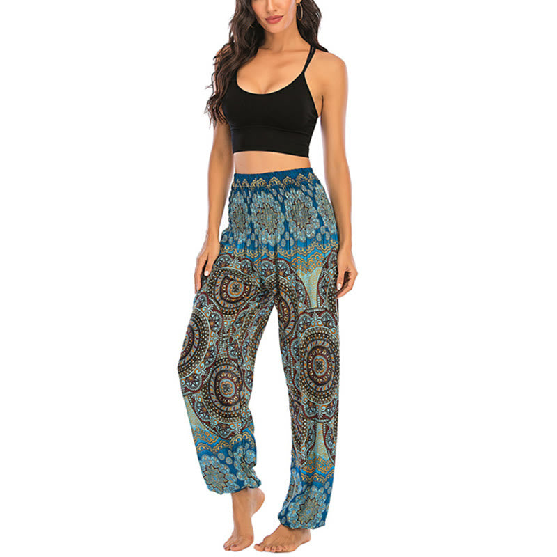 Buddha Stones Boho losse ronde harembroek met geometrisch patroon, yogabroek voor dames - image 33