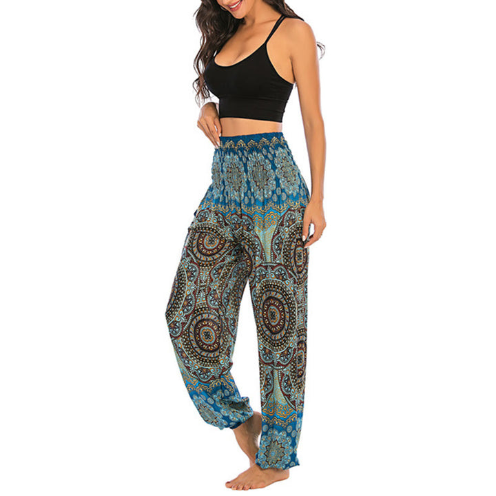 Buddha Stones Boho losse ronde harembroek met geometrisch patroon, yogabroek voor dames - Hemelsblauwgroen - US2-8/10, UK/AU6-12/14, EU34-40/42 (F) - image 31