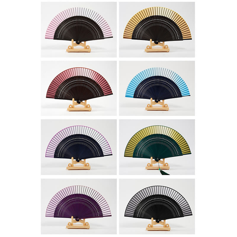 Buddha Stones Waaier van bamboe met hol gegraveerd patroon en kleurverloop - image 16