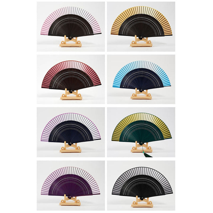 Buddha Stones Waaier van bamboe met hol gegraveerd patroon en kleurverloop - image 16