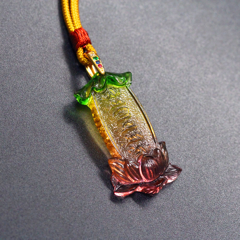 Buddha Stones Boeddha Liuli Lotus zes karakter Om Mani Padme Hum vrede Ketting - Kaart met zes personages ( Lengte van de Ketting : 45 cm) - image 0