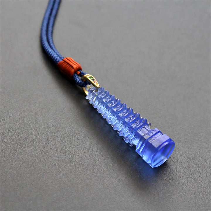 Buddha Stones Ketting van de oude pagode van Liuli - Donkerblauw ( Lengte van de Ketting : 45 cm) - image 4