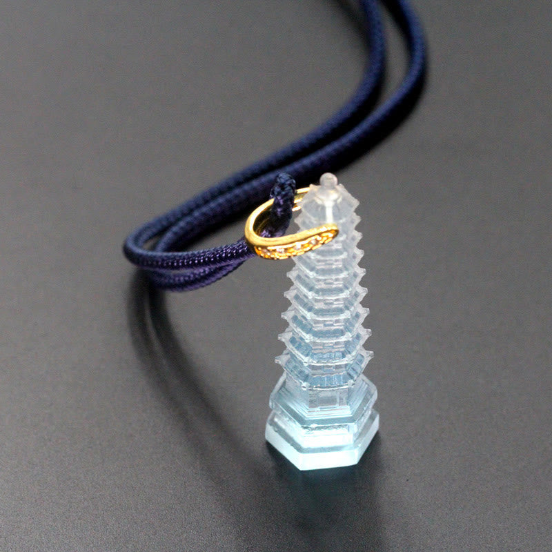 Buddha Stones Ketting van de oude pagode van Liuli - Hemelsblauw ( Lengte van de Ketting : 45 cm) - image 1