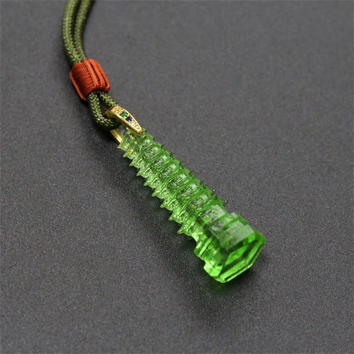 Buddha Stones Ketting van de oude pagode van Liuli - Donkergroen ( Lengte van de Ketting : 45 cm) - image 15