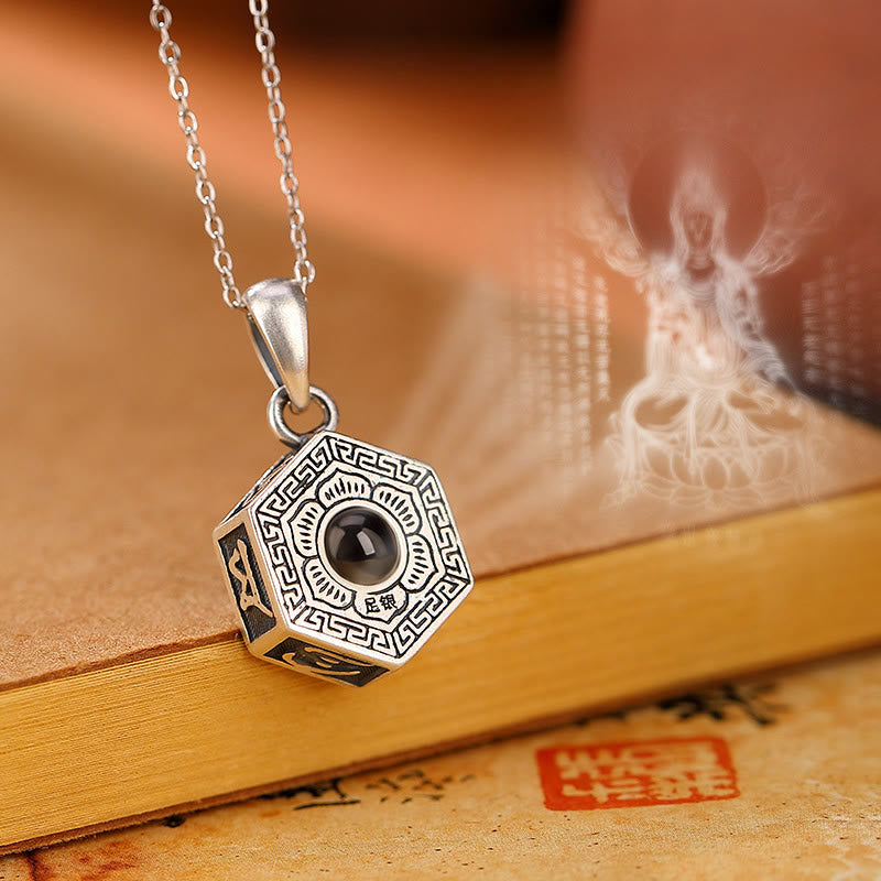 Buddha Stones 990 Sterling Zilveren Tibetaanse Om Mani Padme Hum Lotus Liefde Projectie Ketting - Om Mani Padme Hum - image 0