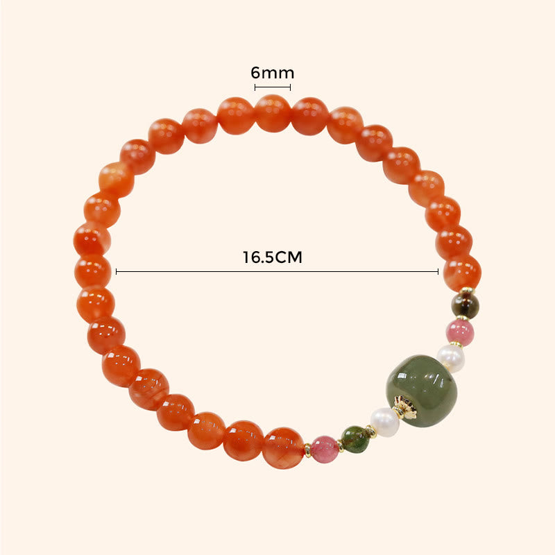 Buddha Stones Armband met kralen van natuurlijke rode agaat Hetian jade voor zelfvertrouwen en rust. - image 7