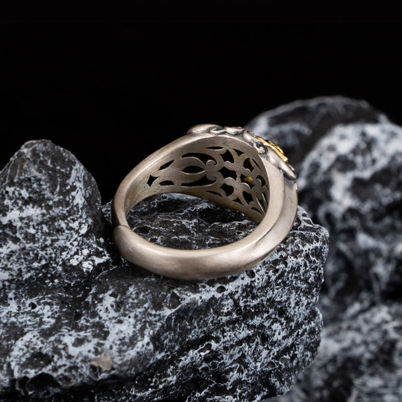 Buddha Stones Verstelbare Ring met Tibetaanse schedelbescherming van 925 sterling zilver - image 2