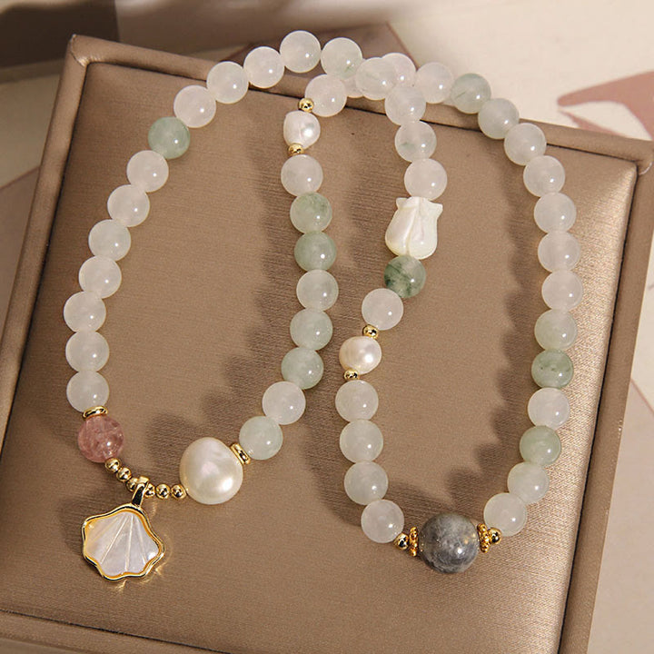 Buddha Stones Dubbellaagse Armband van jadeschelp - image 5