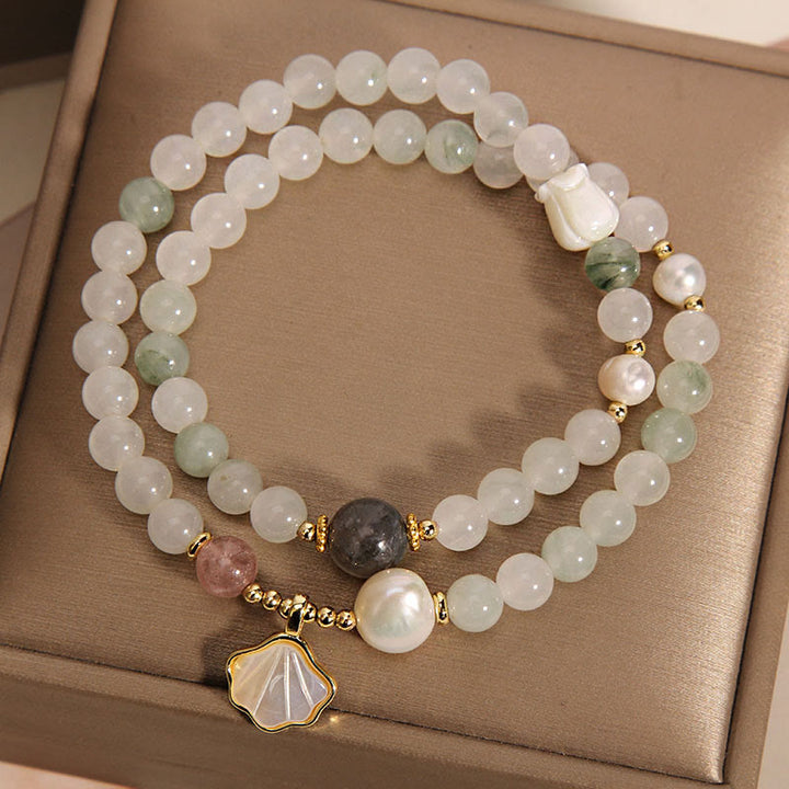 Buddha Stones Dubbellaagse Armband van jadeschelp - image 3