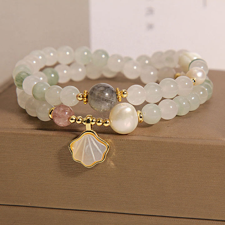 Buddha Stones Dubbellaagse Armband van jadeschelp - image 1