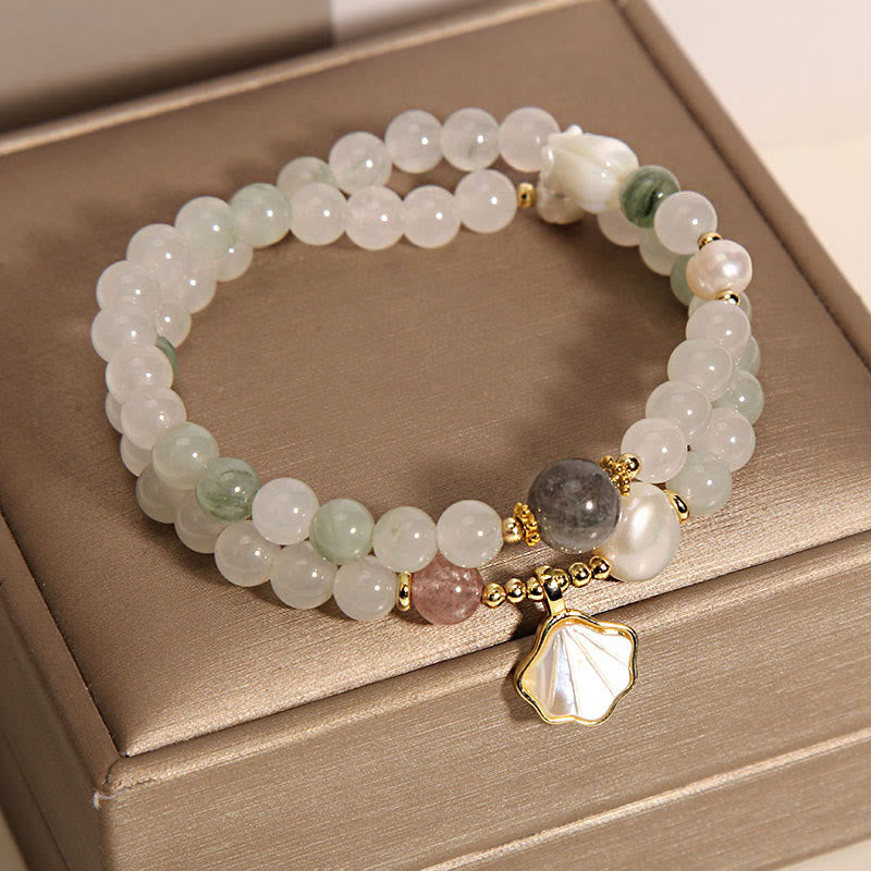 Buddha Stones Dubbellaagse Armband van jadeschelp - image 2