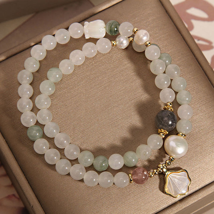 Buddha Stones Dubbellaagse Armband van jadeschelp - image 4