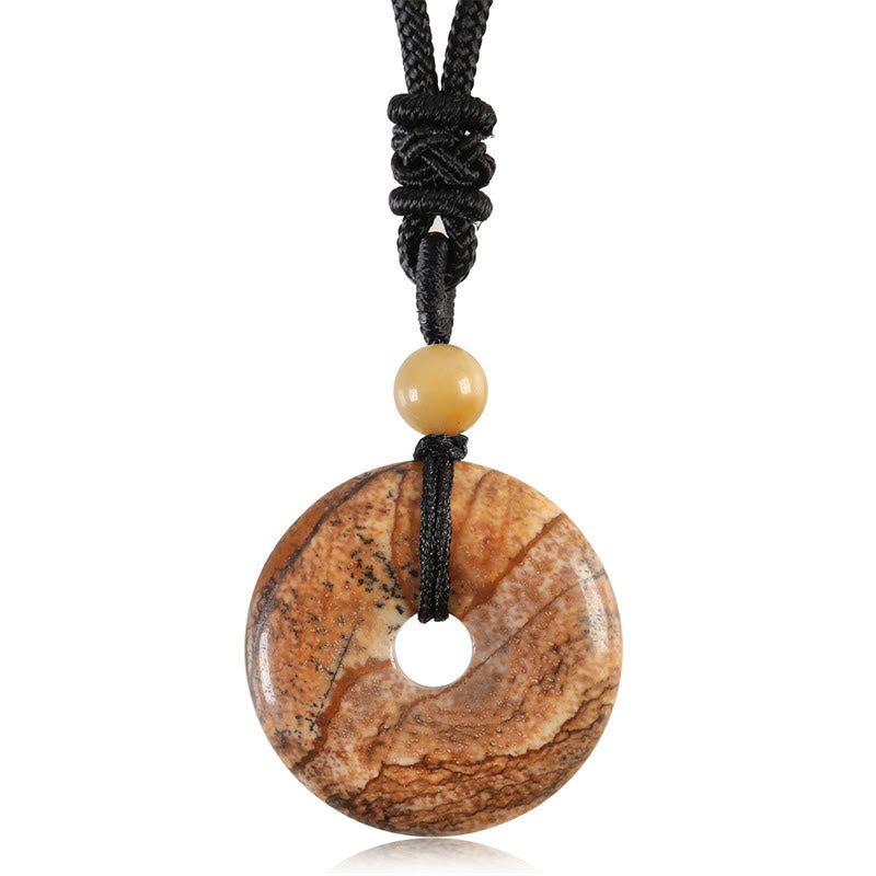 Buddha Stones Geluksmunt hanger met helende kristal edelsteen Ketting - Foto Jasper - image 35