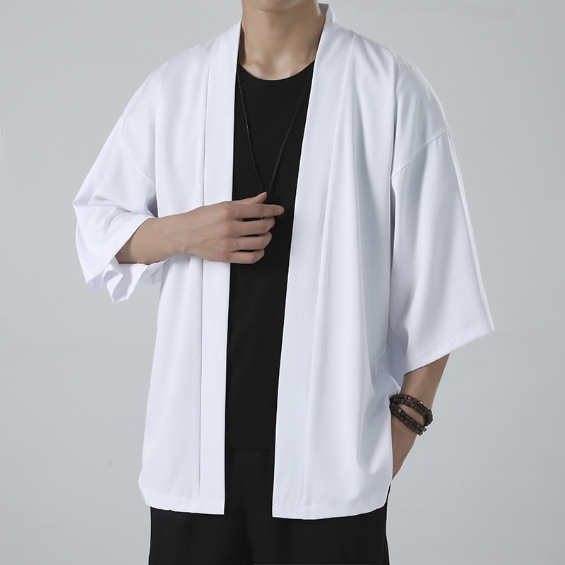 Buddha Stones Effenkleurige open jas/kimono voor heren - Wit (alleen de jas) - US/UK/AU46, EU56 (5XL) - image 7