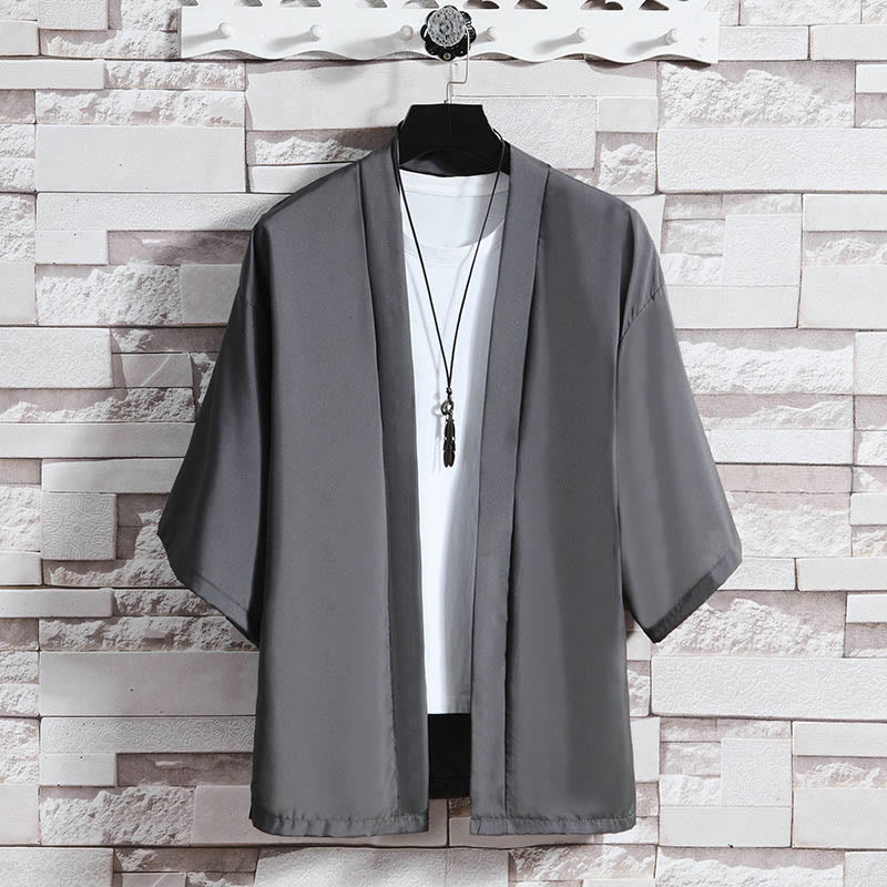 Buddha Stones Effenkleurige open jas/kimono voor heren - Donkergrijs (alleen de jas) - US/UK/AU46, EU56 (5XL) - image 16