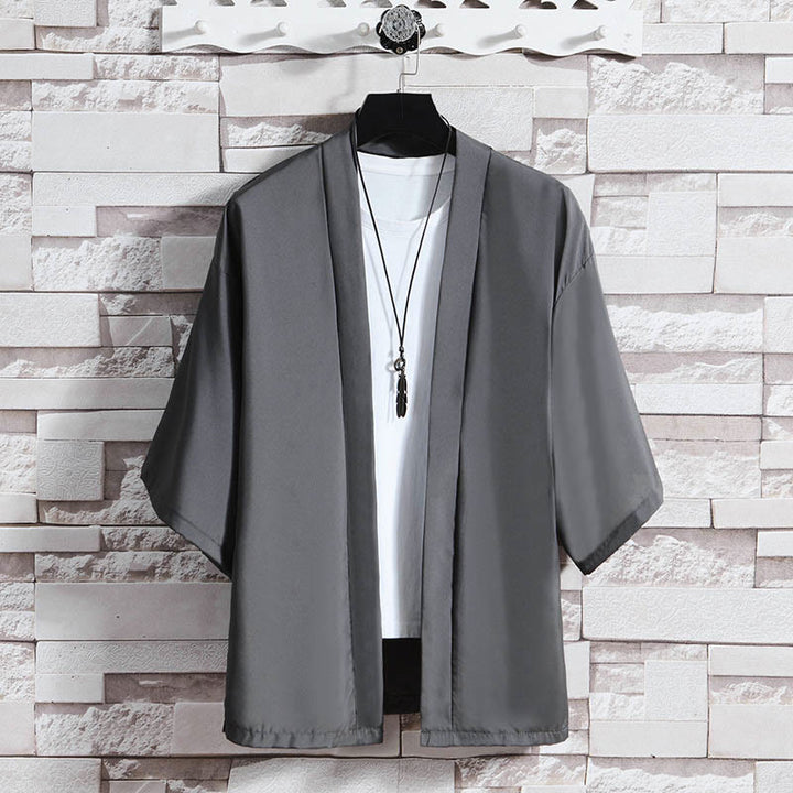 Buddha Stones Effenkleurige open jas/kimono voor heren - Donkergrijs (alleen de jas) - US/UK/AU46, EU56 (5XL) - image 16