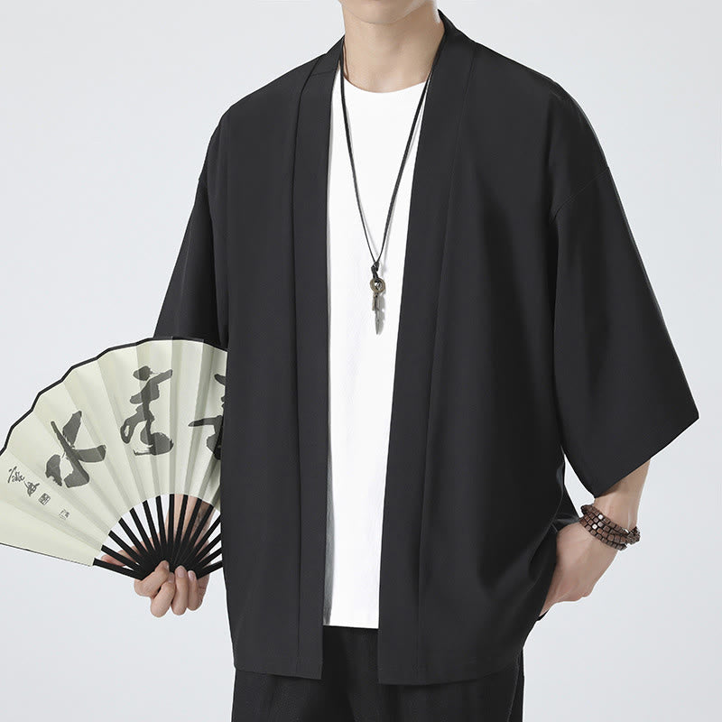 Buddha Stones Effenkleurige open jas/kimono voor heren - image 3