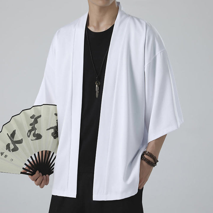 Buddha Stones Effenkleurige open jas/kimono voor heren - image 8